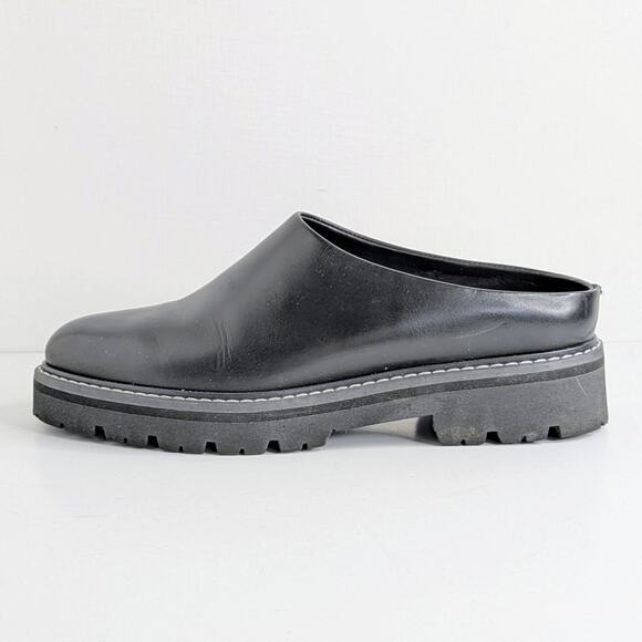 Jenni Kayne Lug Sole Mules 38 Black Leather Minimalist Quiet Luxury Chic - Picture 1 of 16